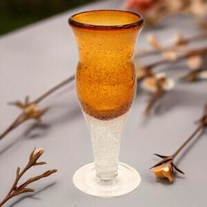 Artland Iris Amber Bubble Glass 4oz Liqueur Goblet Bud Vase Hand Blown Vintage